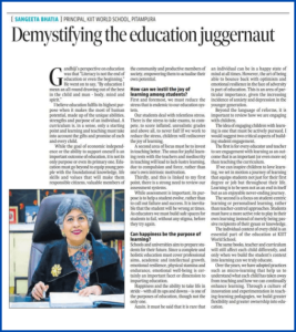 Article on School Education by Dr. Sangeeta Bhatia, Principal - KIIT World School, Delhi