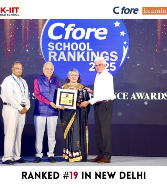 K-IIT World School, Delhi, has been ranked #19 among the top 20 schools in New Delhi